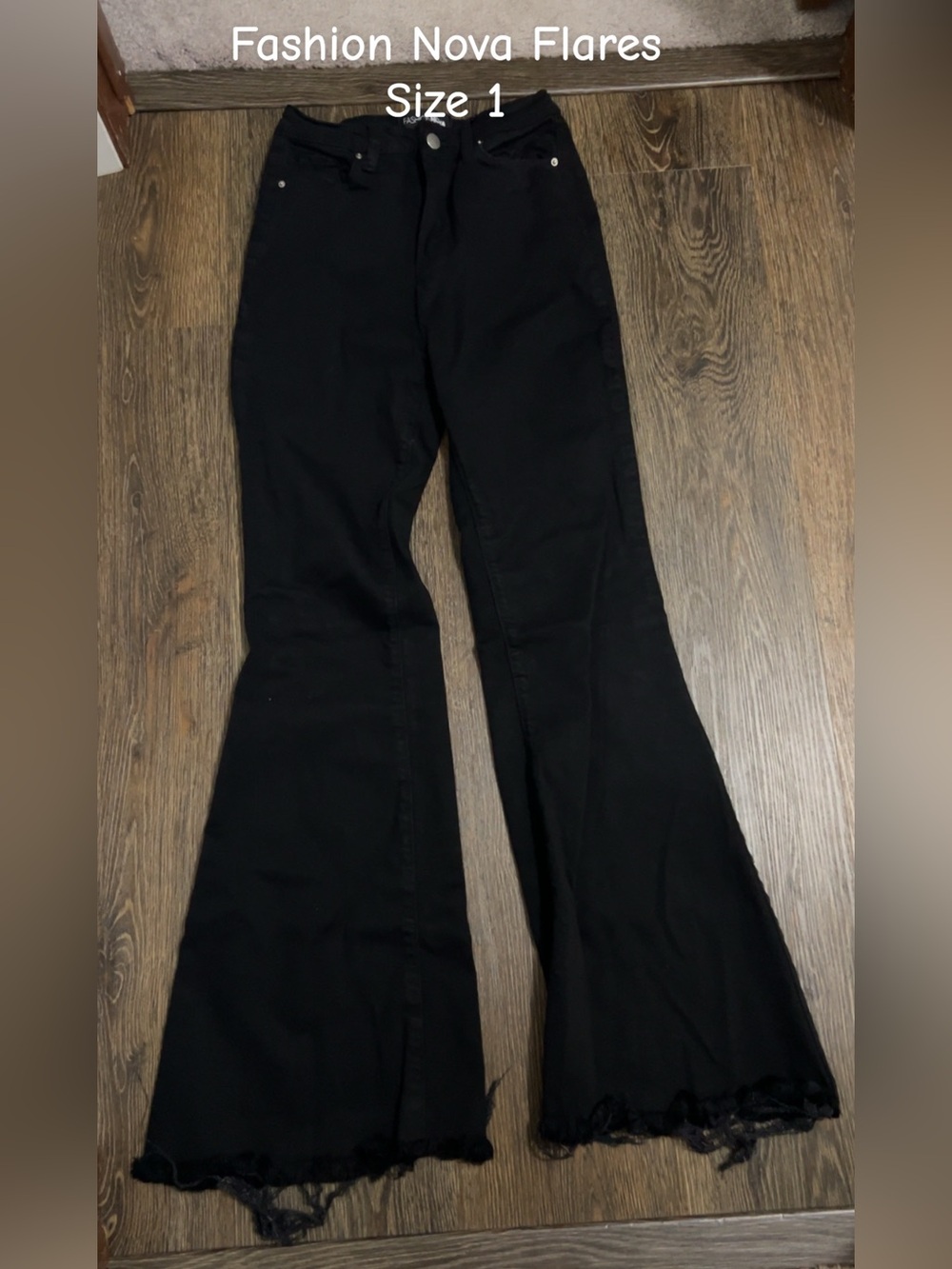 Fashion Nova Black Flare Jeans with Frayed Hem